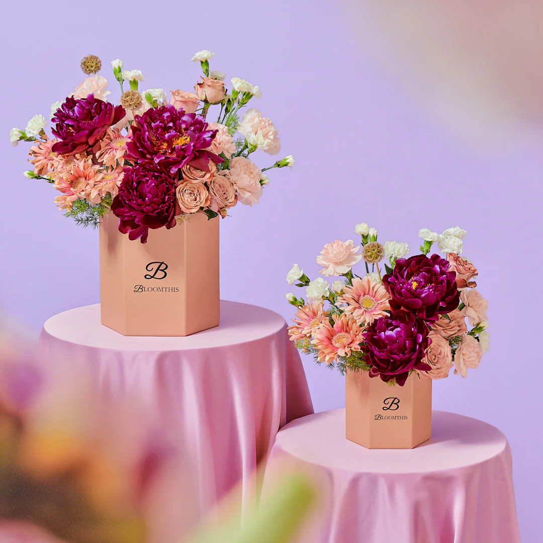 Adalynn Burgundy Peony Flower Box - Image 7