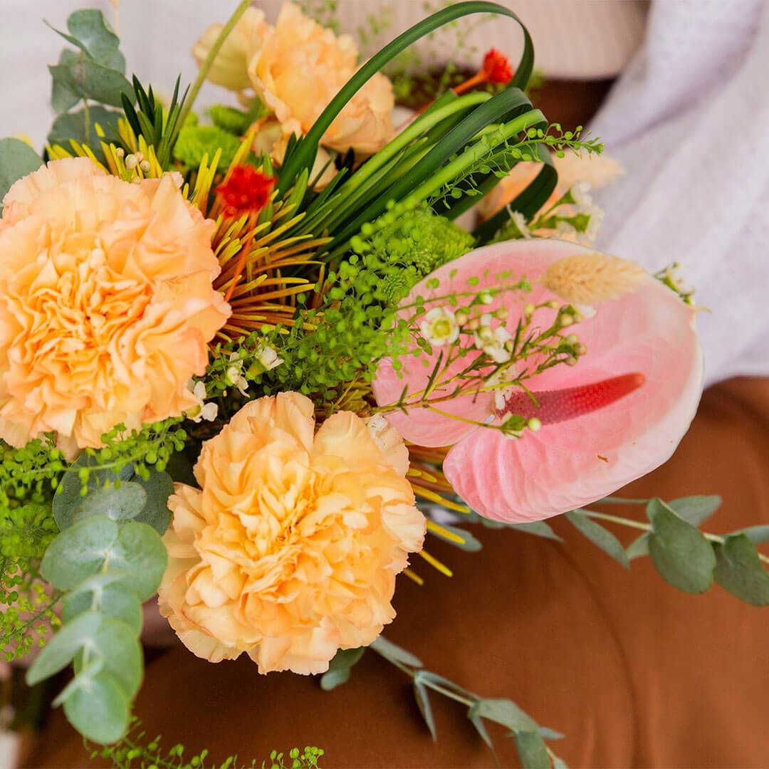 Adora Peach Carnation Hand-Tied Bouquet - Image 6