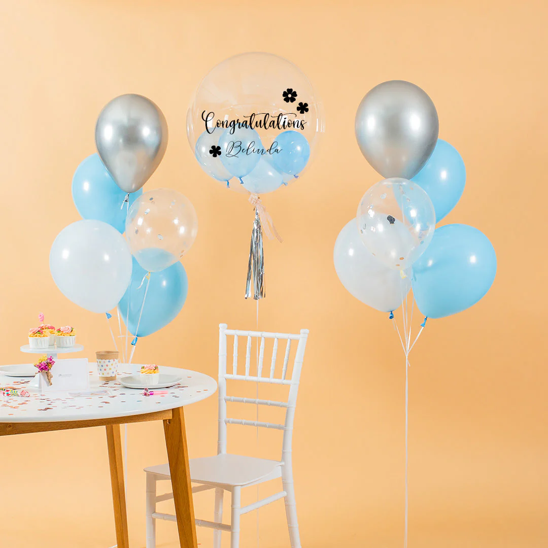 Baby Blue Helium Party Balloons - Image 3