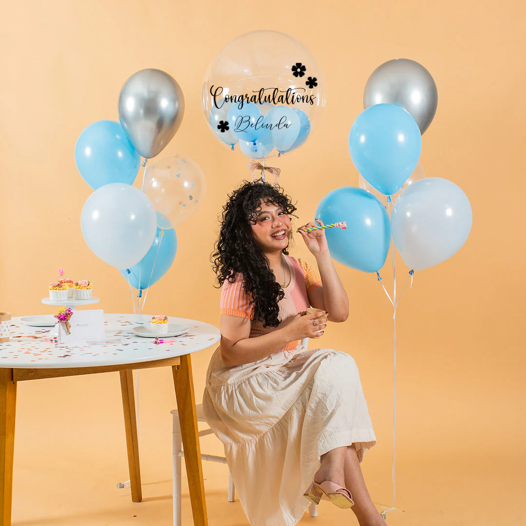 Baby Blue Helium Party Balloons - Image 5