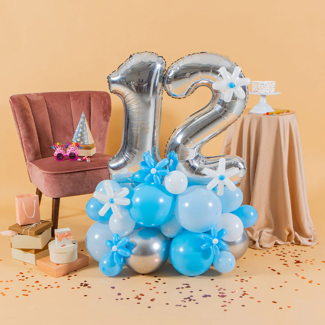 Baby Blue Marquee Number Birthday Balloon - Image 3