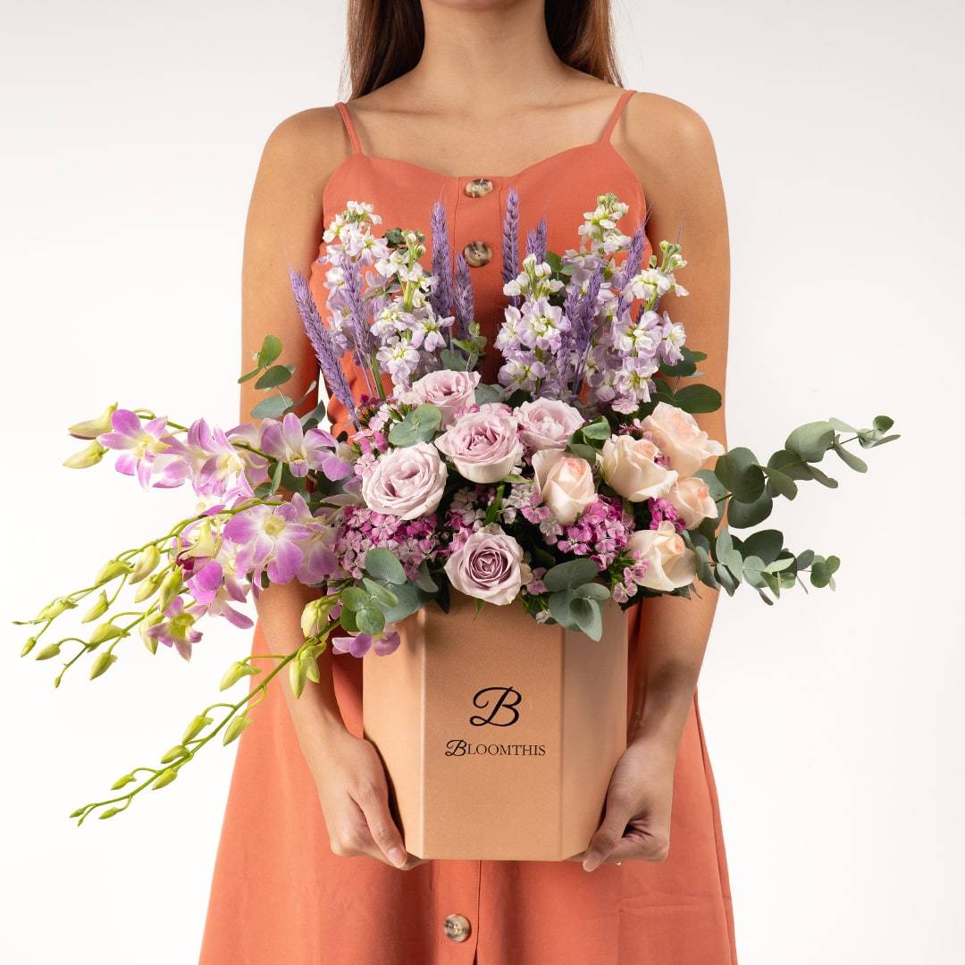 Cayden Rose & Orchid Flower Box - Image 2