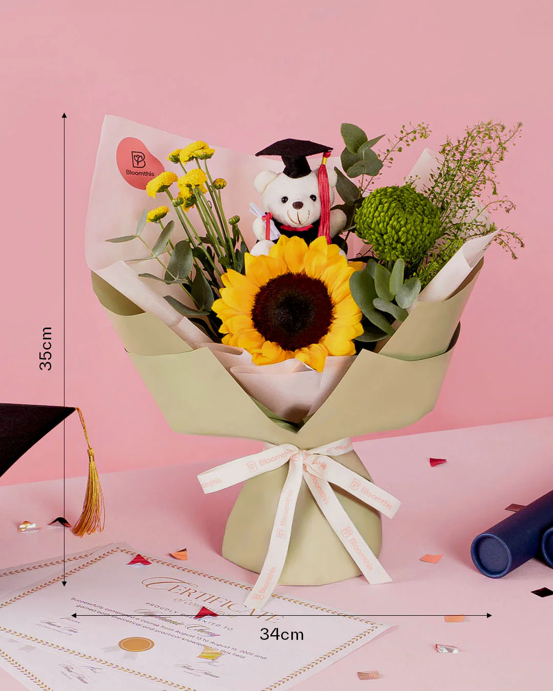 Cheryl Sunflower Graduation Bear Bouquet - Image 4