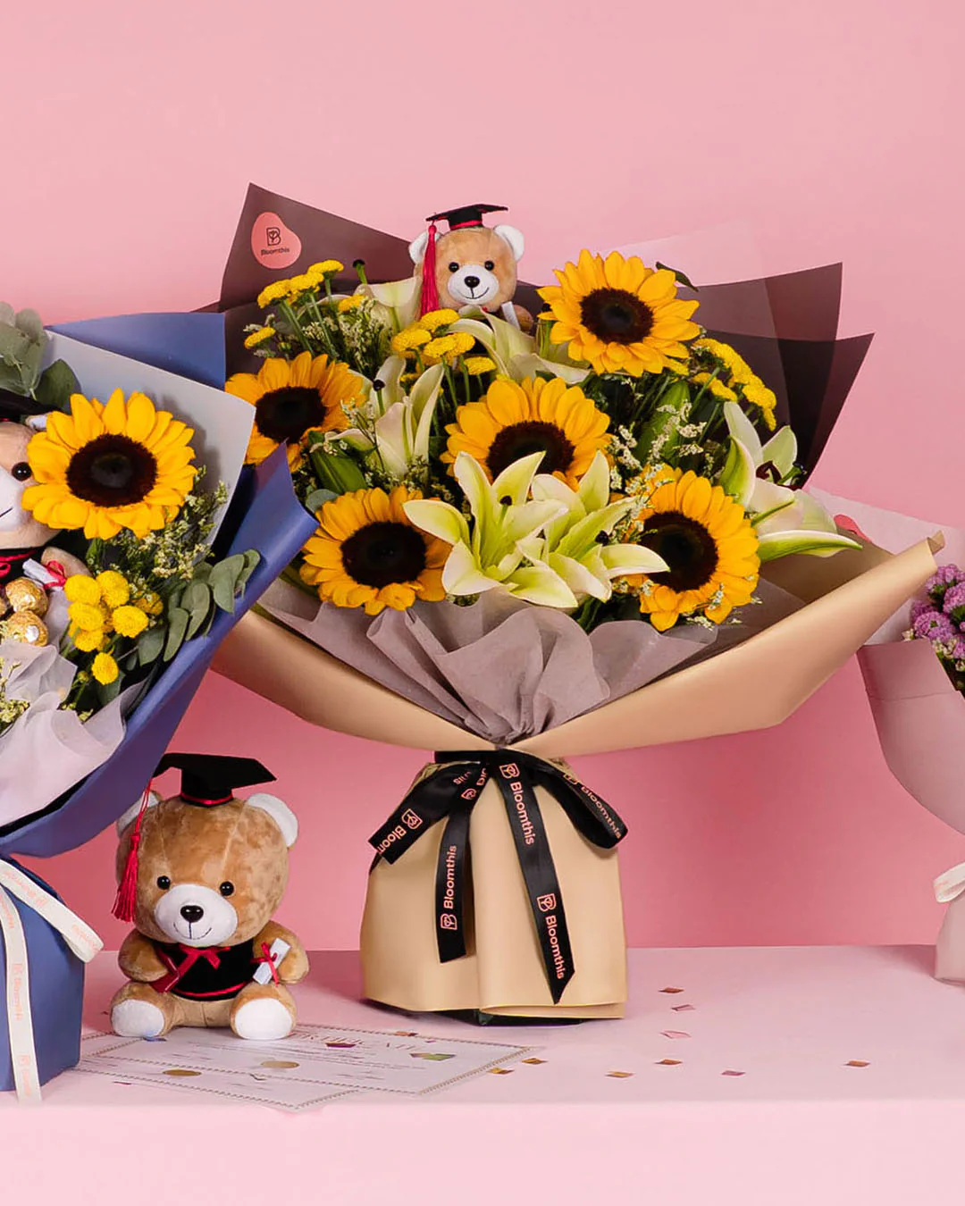 Cheyenne Sunflower Graduation Bear Bouquet - Image 7