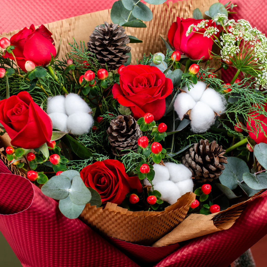 Christie Red Rose Christmas Bouquet - Image 3