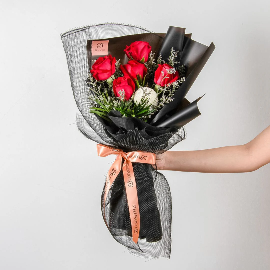 Evelyn Black Red Rose Bouquet - Image 4