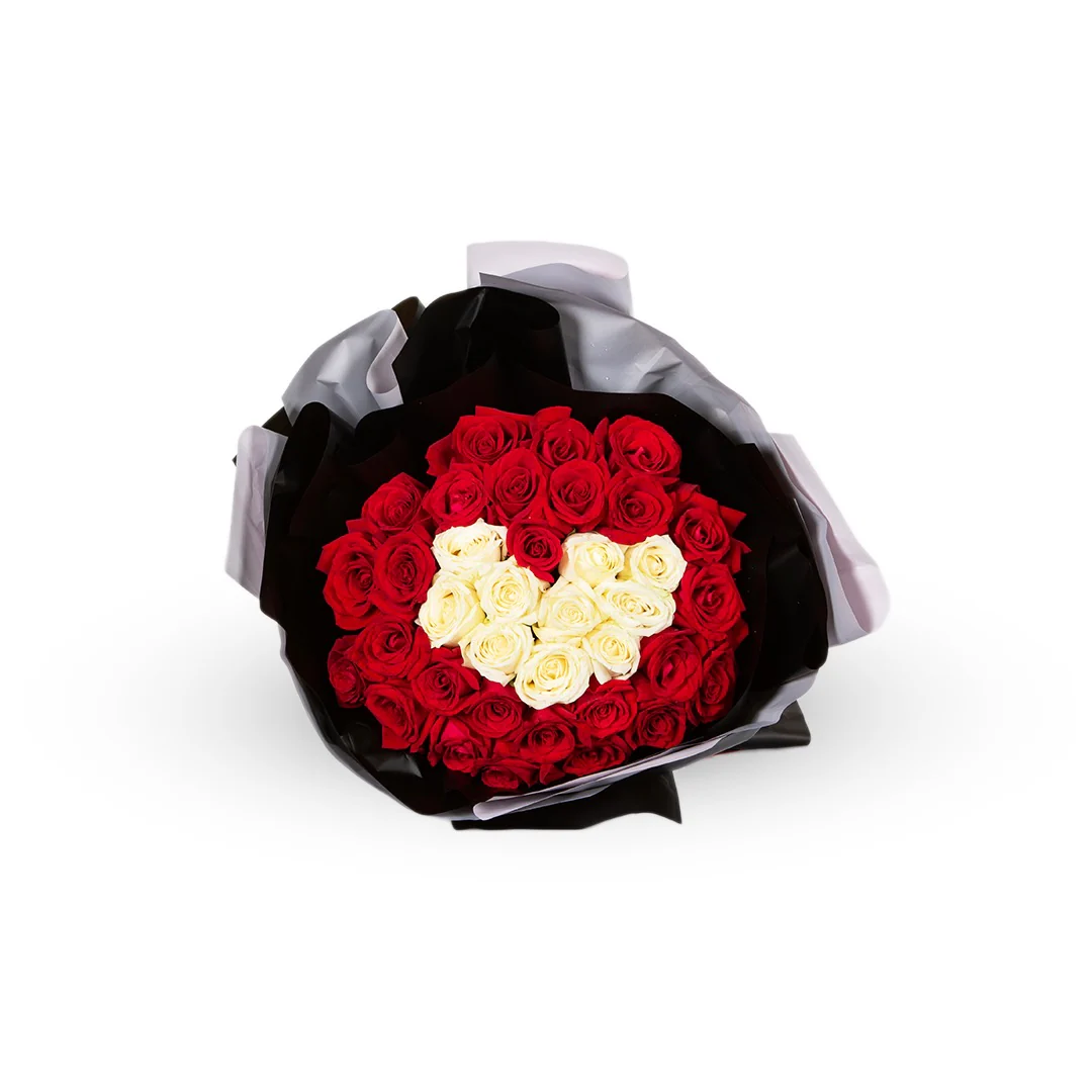 Forever Red & White Rose Bouquet - Image 3