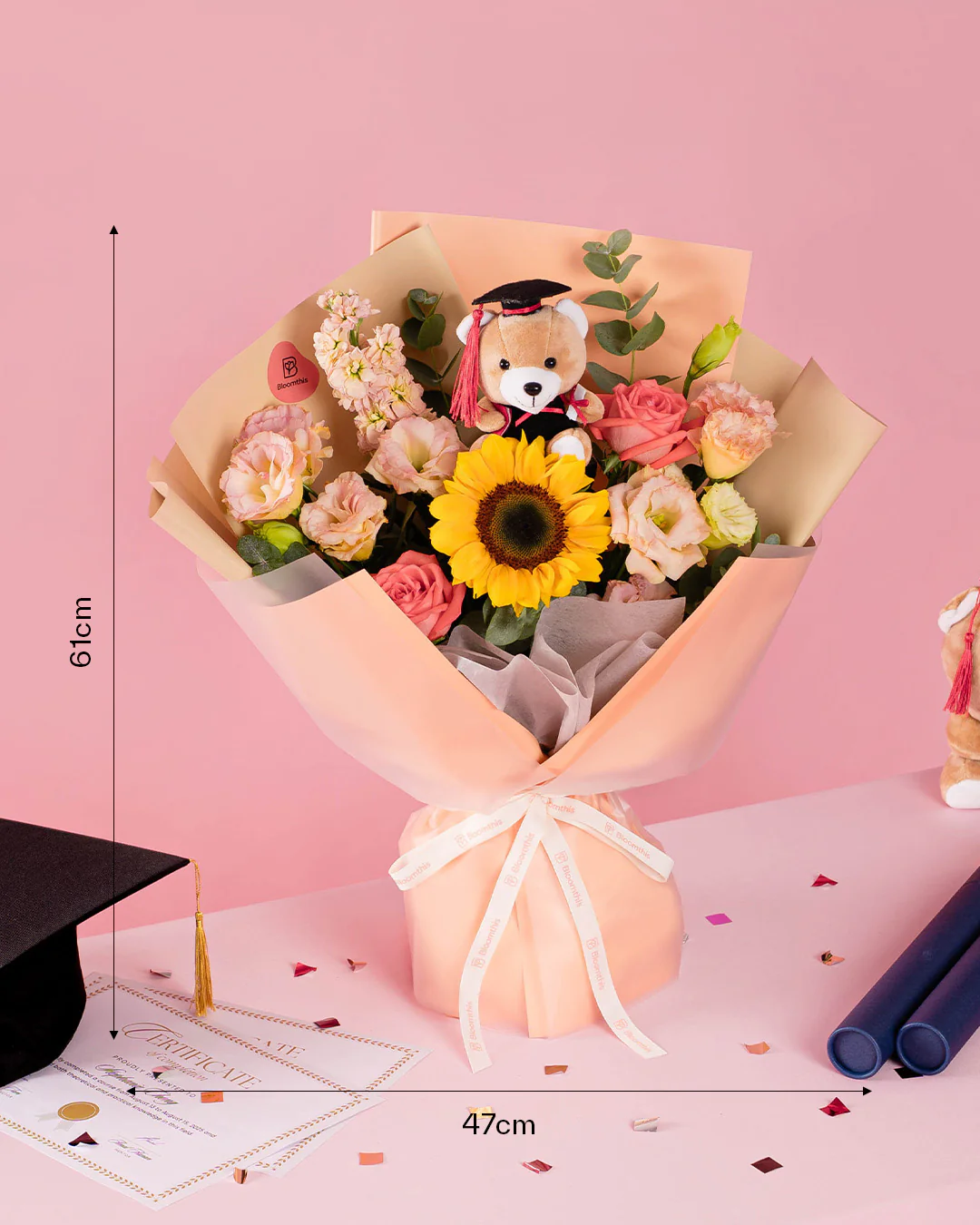 Gabby Sunflower Graduation Bear Bouquet - Image 4
