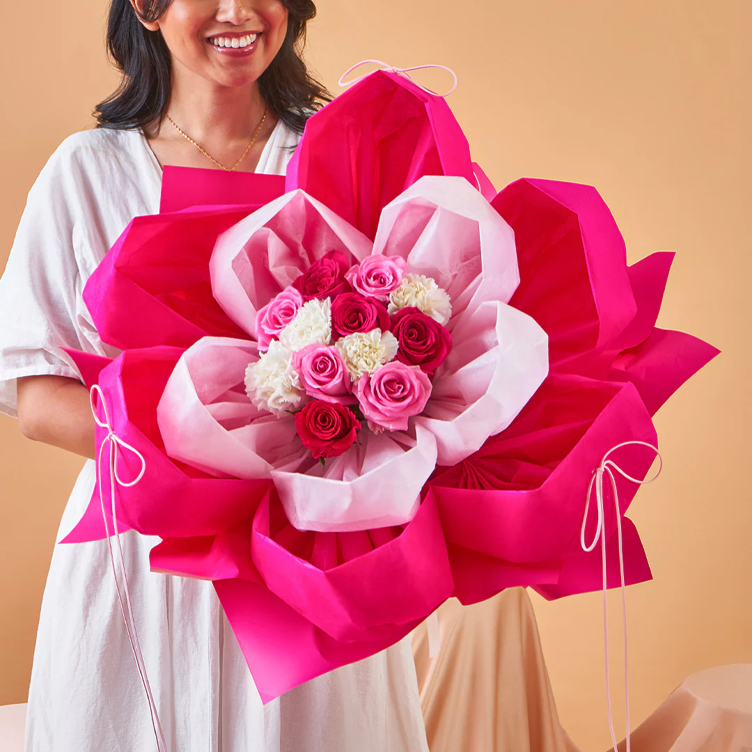 Imelda Cherry Pink Rose Mother's Day Petal Bouquet (MD)