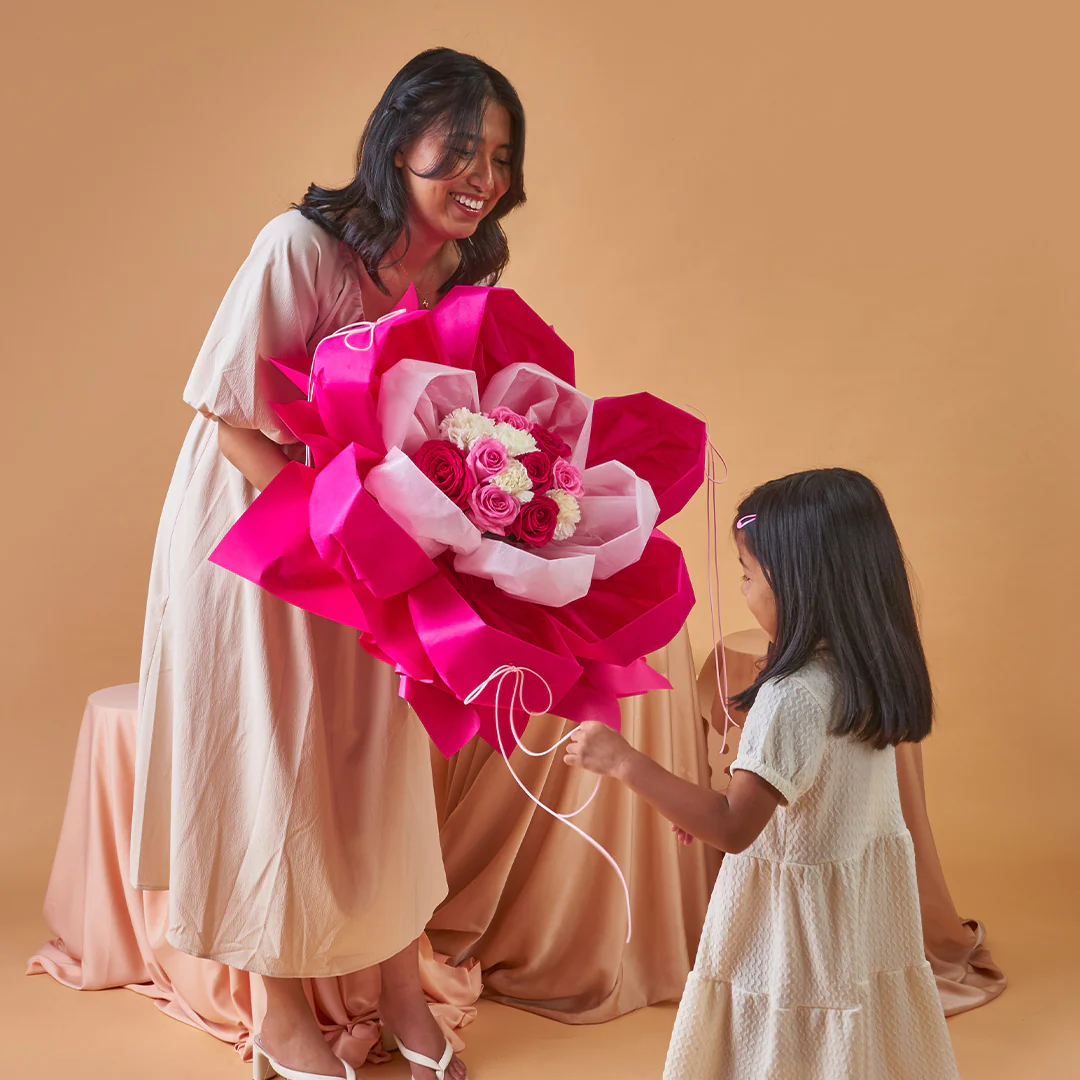 Imelda Cherry Pink Rose Mother's Day Petal Bouquet (MD) - Image 6