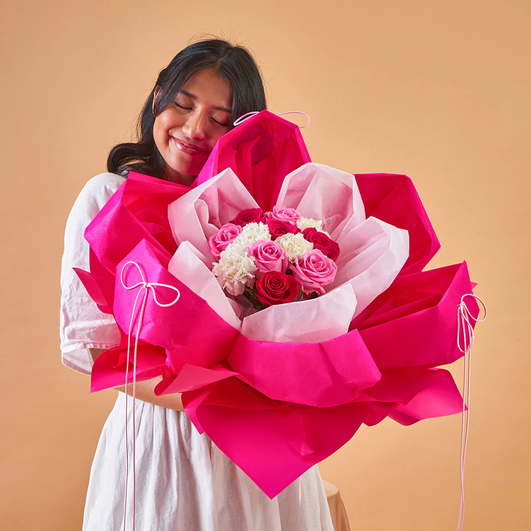 Imelda Cherry Pink Rose Petal Bouquet - Image 4
