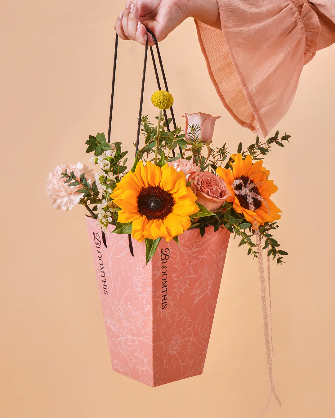 Iriana Yellow Sunflower & Rose Mini BloomBag & Vase (MDV)