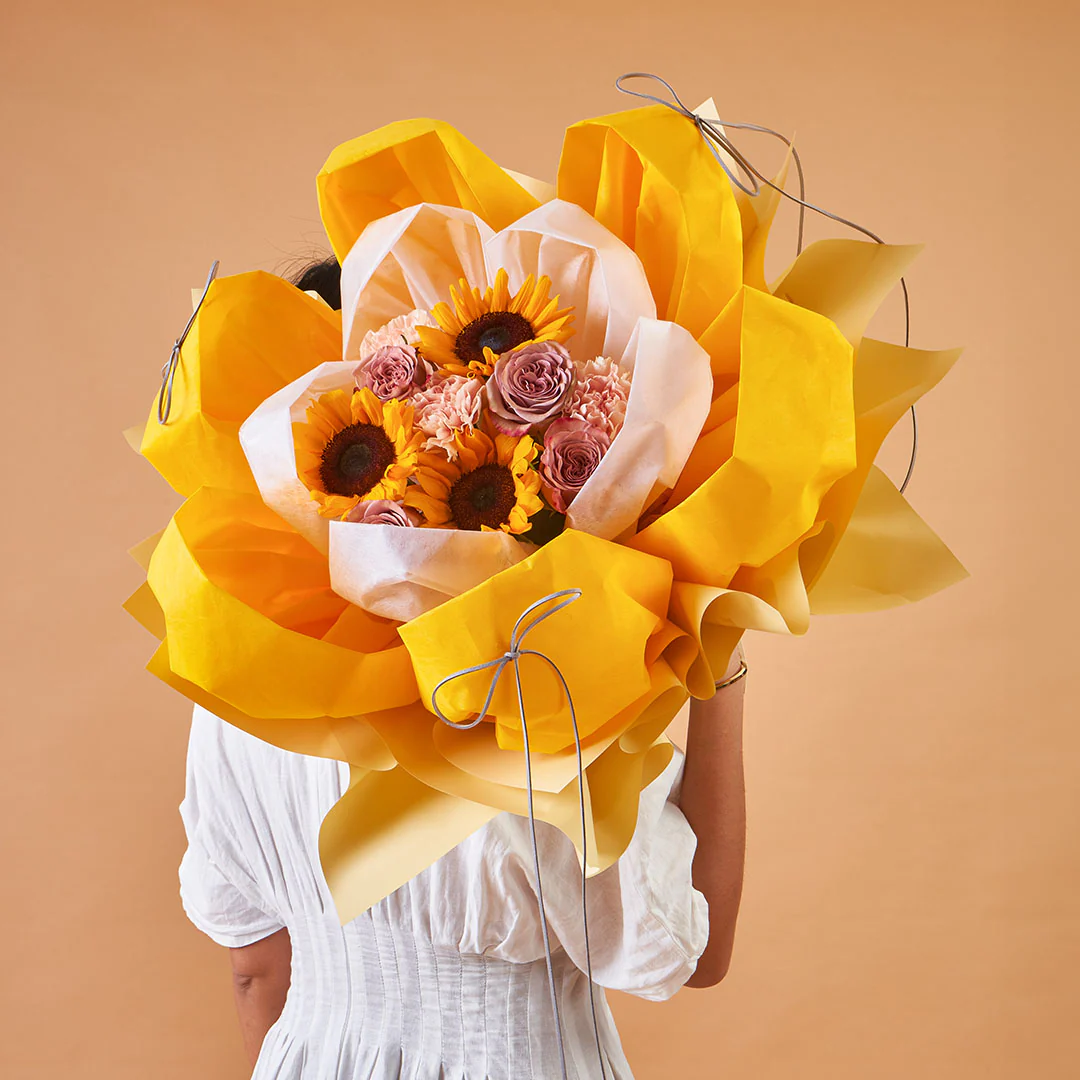 Iriana Yellow Sunflower & Rose Mother's Day Petal Bouquet (MD) - Image 6