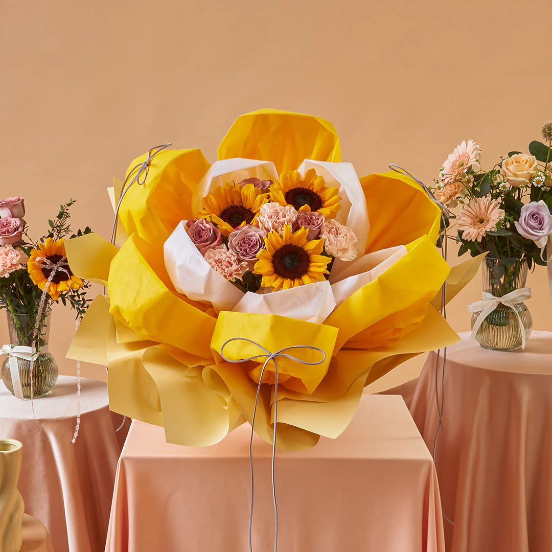 Iriana Yellow Sunflower & Rose Petal Bouquet (MDV) - Image 2