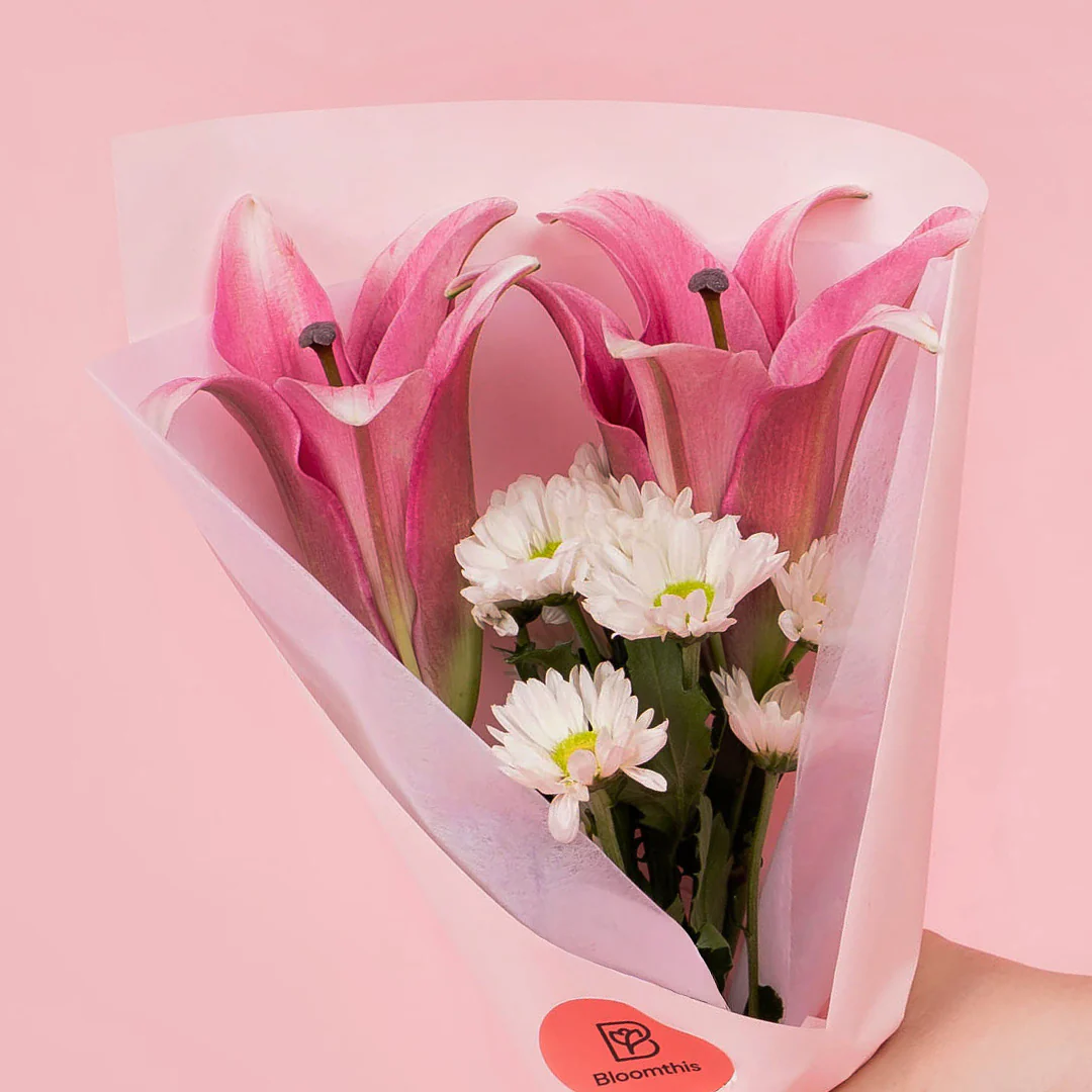 Lizzy Pink Lily Bouquet - Image 2