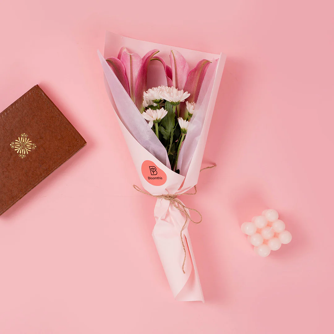 Lizzy Pink Lily Bouquet - Image 3