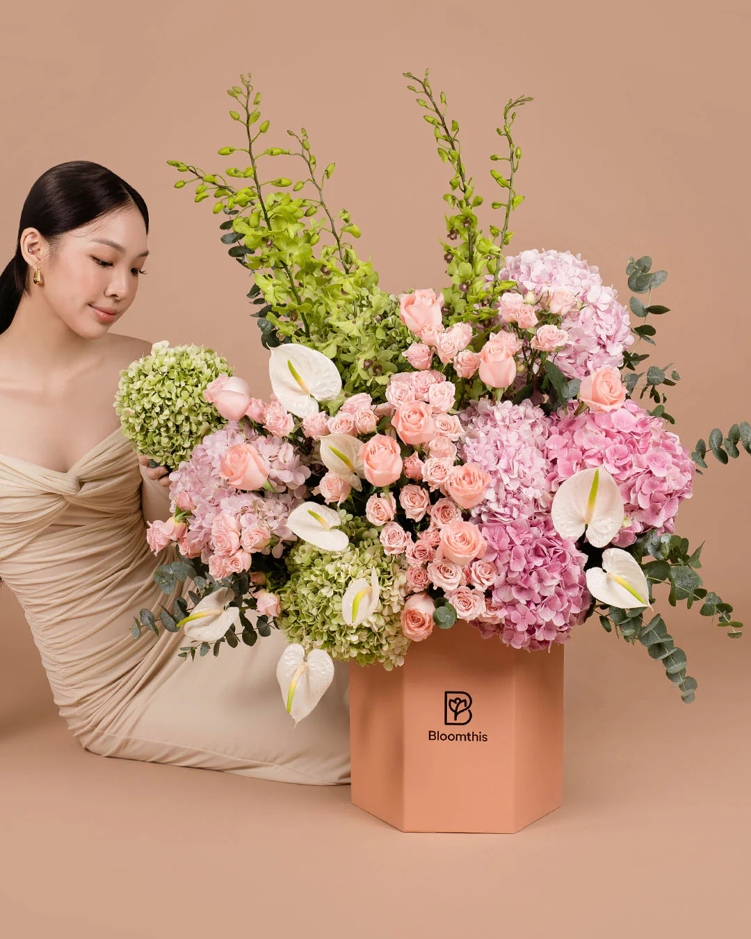 Luxe Levantine Pink Hydreangea Flower Box