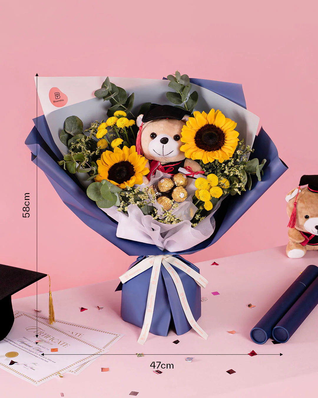 Milo Graduation Bear & Chocolate Bouquet - Image 4