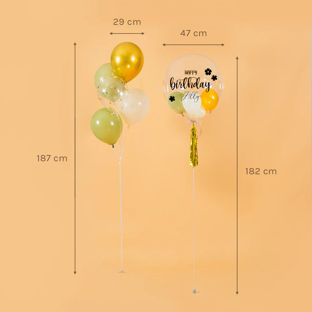 Olive Green Helium Bubble Birthday Balloon Set - Image 10