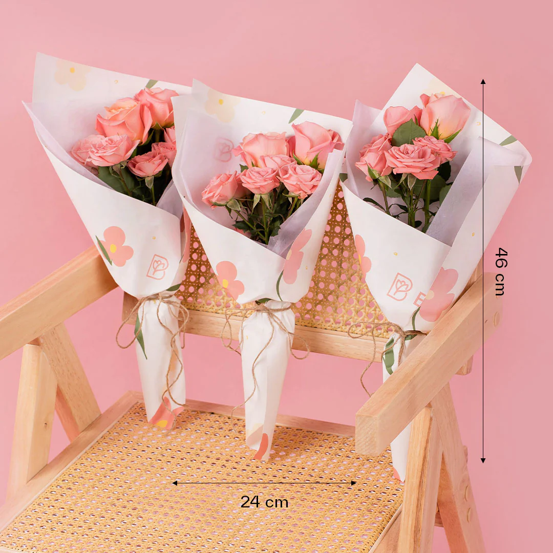 Peggy Pink Rose Spray Bouquet Set (3 pcs) - Image 3
