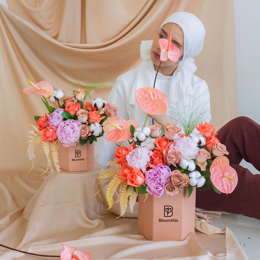 Philomena Pink Peony Flower Box - Image 2