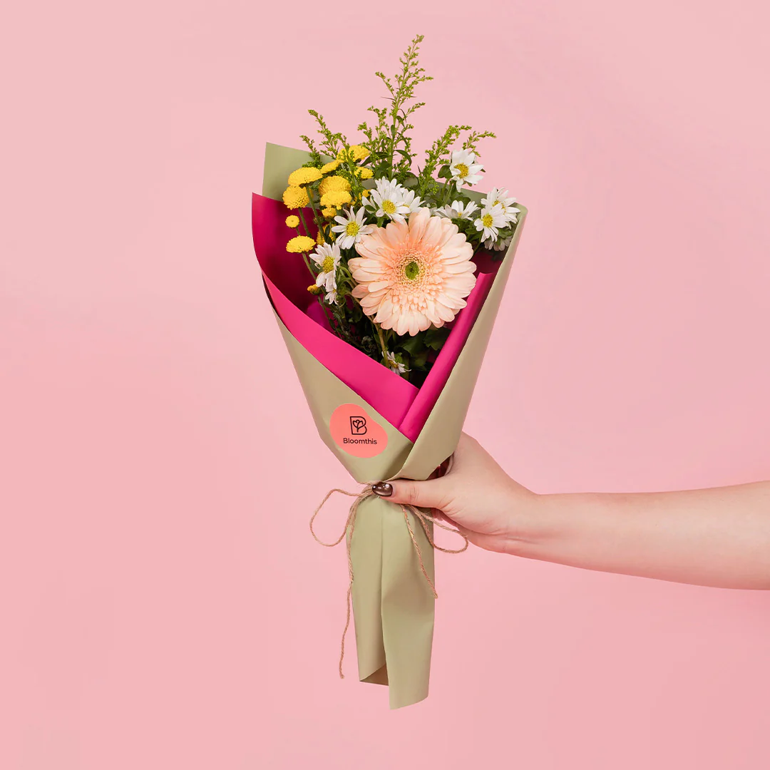 Pixie Peach Gerbera Bouquet Set (3 pcs) - Image 3