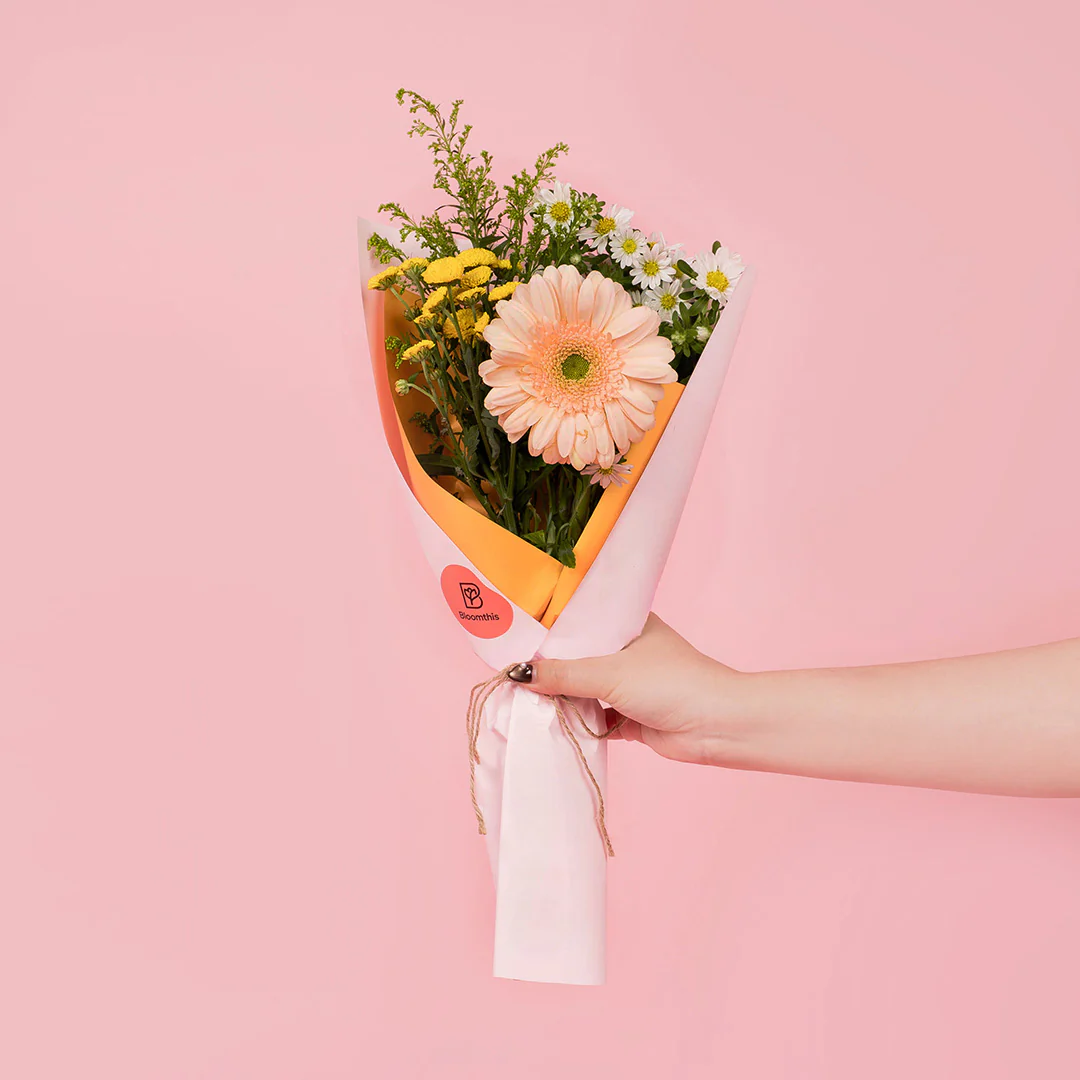 Pixie Peach Gerbera Bouquet Set (3 pcs) - Image 4