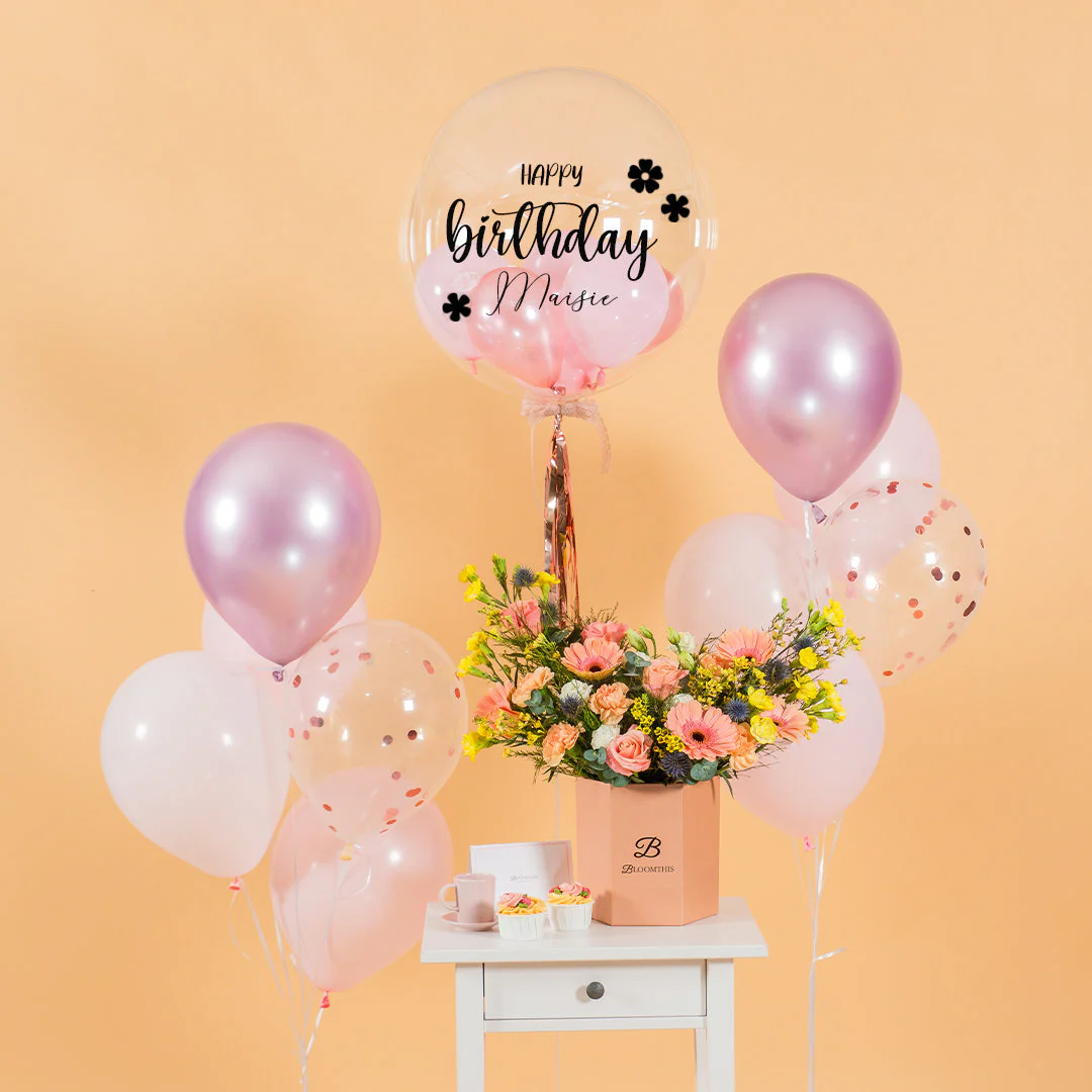 Pretty Pink Helium Birthday Balloon Bouquet - Image 6