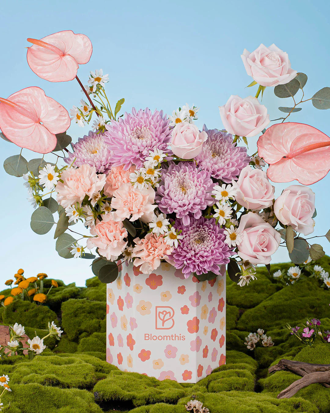 Spring Whimsy Zaylee Pink Mum Flower Box - Image 11