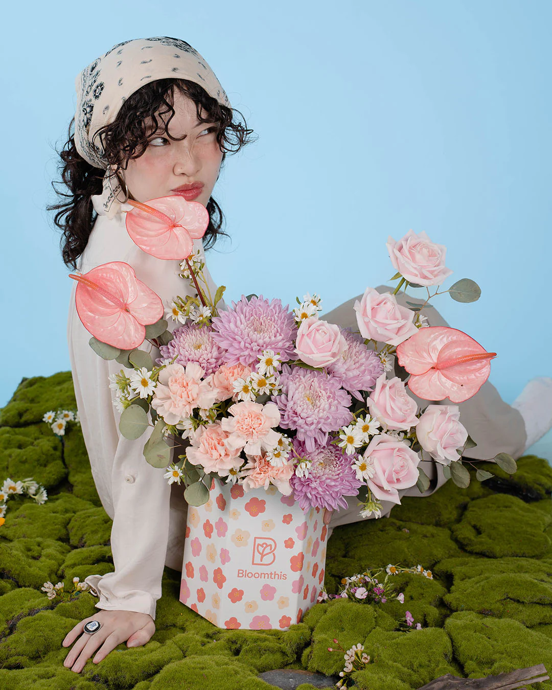 Spring Whimsy Zaylee Pink Mum Flower Box - Image 2