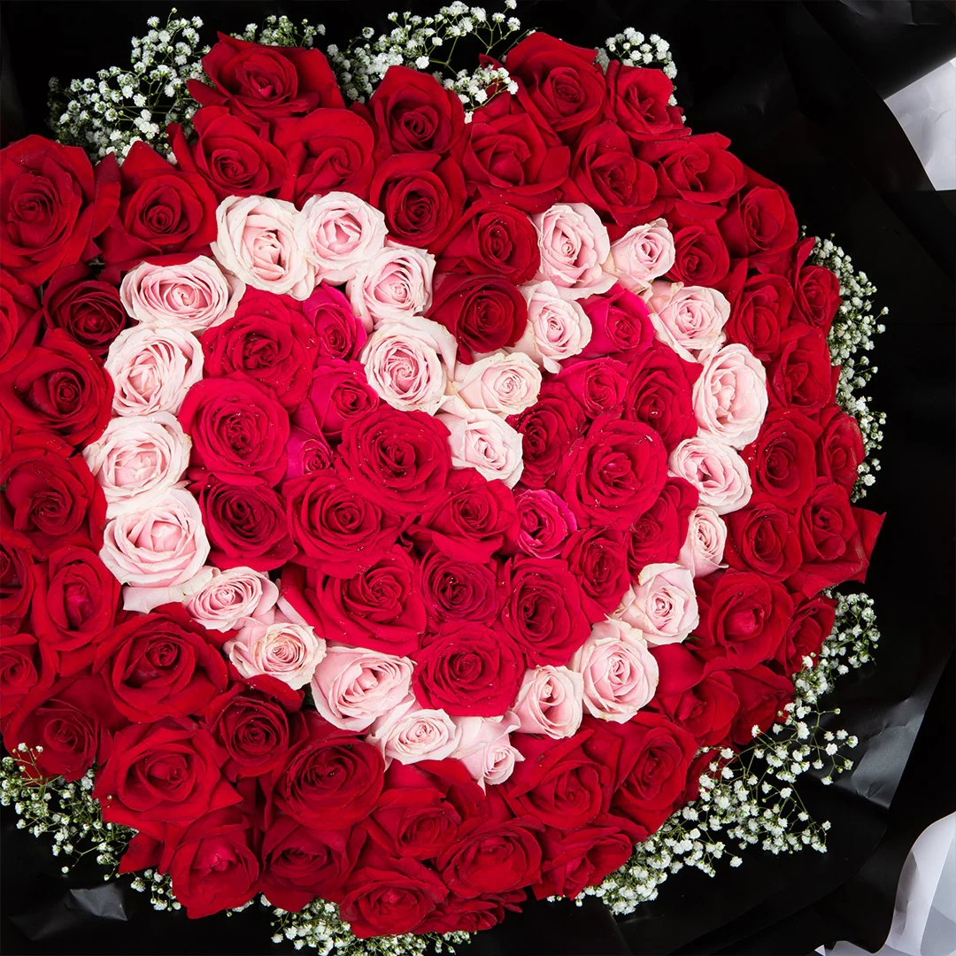 Treasure Pink & Red Rose Bouquet - Image 4