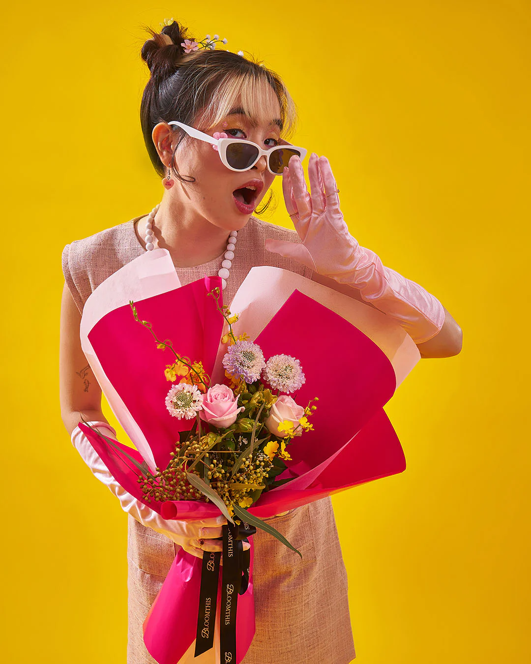 vibe check pink rose bouquet - Image 5